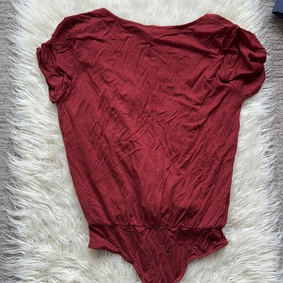 Lulus Red Wrap Bodysuit Short Sleeve - Picture 7 of 7